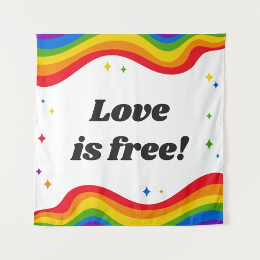 Liefde is gratis: Rainbow Pride Tapestry Wandkleed (Voorkant)
