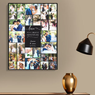 Liefde is Grootste Avontuur Trouwfoto Collage Canvas Afdruk