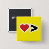 Liefde is groter vierkante button 5,1 cm (Voorkant /achterkant)