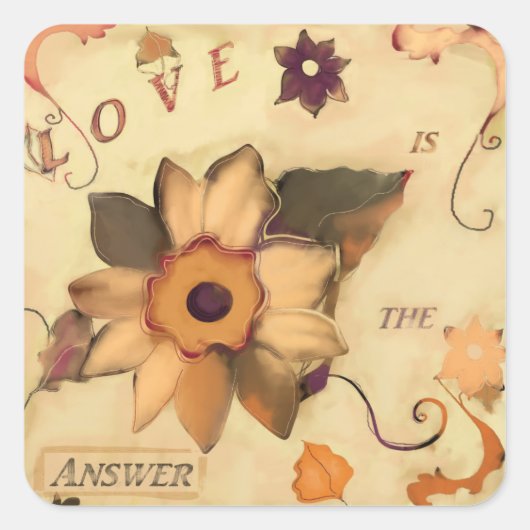 Liefde is het antwoord vierkante sticker (Voorkant)