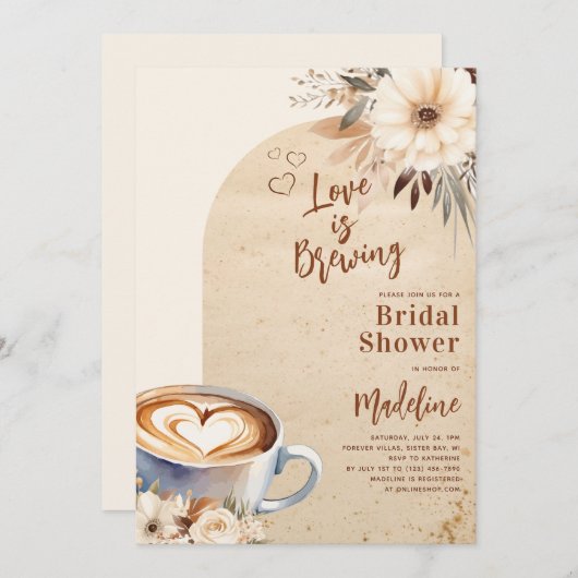 Liefde is het brouwen van Arch Coffee Vrijgezellen Kaart (Voorkant / Achterkant)