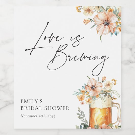 Liefde is het Brouwen van Bloemen Vrijgezellenfees Wijn Etiket (Enkel label)