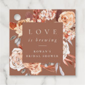 Liefde is het brouwen van Boho bloemige koffie bru Bedankjes Labels (Voorkant)