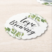 Liefde is het brouwen van bruiloft Bloemen & Leaf Kartonnen Onderzetters (Gekanteld)