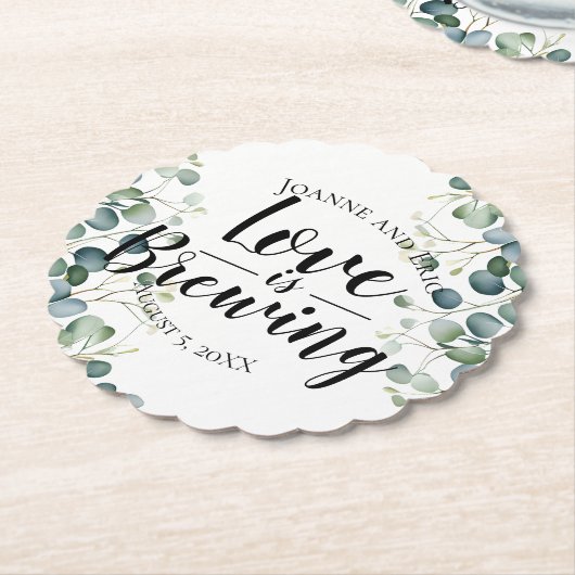 Liefde is het brouwen van bruiloft pub aangepaste  kartonnen onderzetters (Gekanteld)