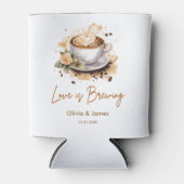 Liefde is het brouwen van bruine koffie bruiloft blikjeskoeler (Voorkant)