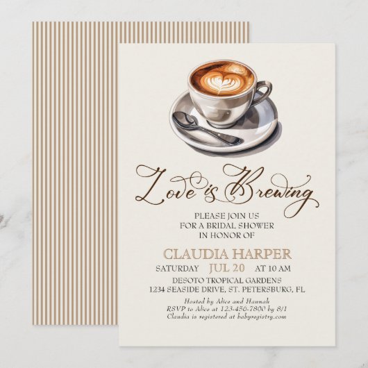 Liefde is het brouwen van Capuccino Vrijgezellenfe Kaart (Voorkant / Achterkant)