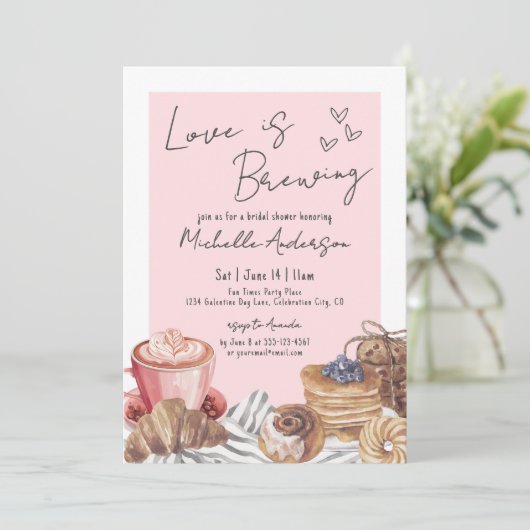 Liefde is het brouwen van Coffee Brunch Vrijgezell Kaart (Staand voorkant)