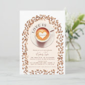 Liefde is het brouwen van Coffee Cup Heart Vrijgez Kaart (Staand voorkant)