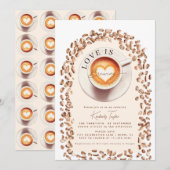 Liefde is het brouwen van Coffee Cup Heart Vrijgez Kaart (Voorkant / Achterkant)