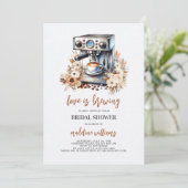 Liefde is het brouwen van Coffee Floral Vrijgezell Kaart (Staand voorkant)