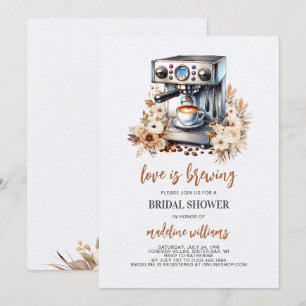 Liefde is het brouwen van Coffee Floral Vrijgezell Kaart