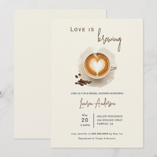 Liefde is het brouwen van Coffee Vrijgezellenfeest Kaart (Voorkant / Achterkant)