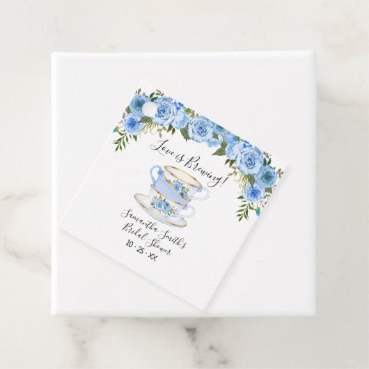 Liefde is het brouwen van doucheblauwe thee vrijge bedankjes labels (In situ)