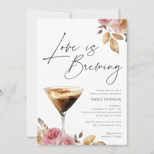 Liefde is het Brouwen van Elegante Bruidsdouche Ui Kaart (Voorkant)