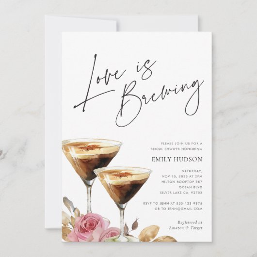 Liefde is het Brouwen van Elegante Bruidsdouche Ui Kaart (Voorkant)