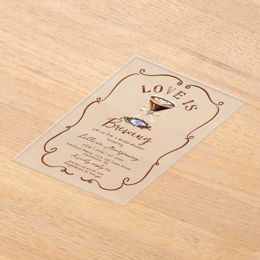 Liefde is het brouwen van Espresso Martini Vrijgez Acryl Uitnodigingen (Laagn)