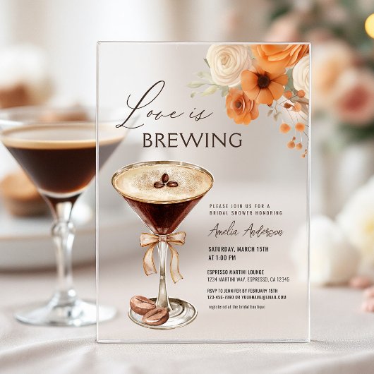 Liefde is het brouwen van Espresso Martini Vrijgez Acryl Uitnodigingen