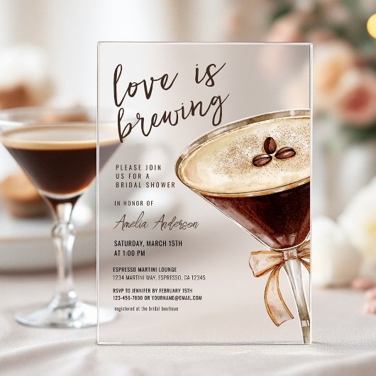 Liefde is het brouwen van Espresso Martini Vrijgez Acryl Uitnodigingen