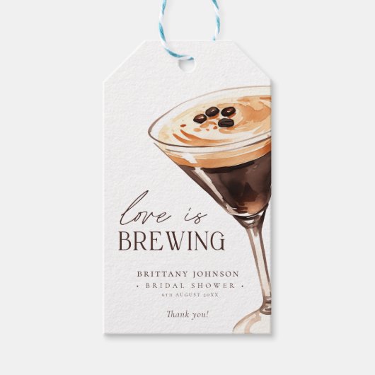 Liefde is het brouwen van Espresso Martini Vrijgez Cadeaulabel (Voorkant)