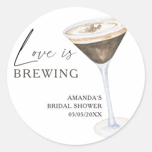 Liefde is het brouwen van Espresso Martini Vrijgez Ronde Sticker (Voorkant)
