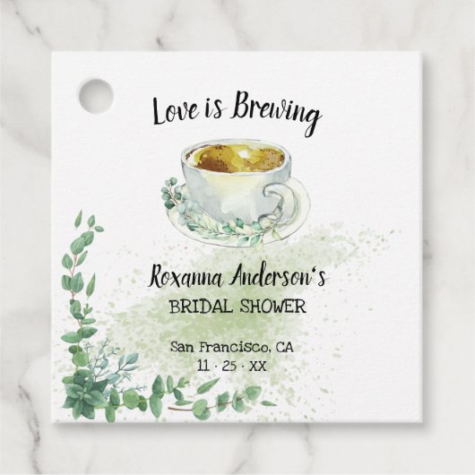 Liefde is het brouwen van Eucalytpus Tea Vrijgezel Bedankjes Labels (Voorkant)