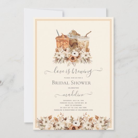 Liefde is het brouwen van Floral Iced Coffee Vrijg Kaart (Voorkant)