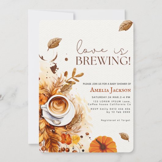 Liefde is het brouwen van gezellige herfst koffie kaart (Voorkant)