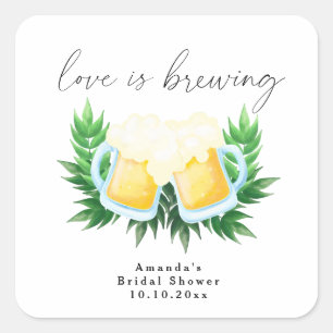 Liefde is het brouwen van groene bier bruidsdouche vierkante sticker