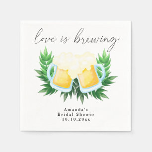 Liefde is het brouwen van groene bier bruiloftsdou servet