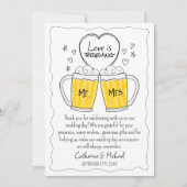 Liefde is het brouwen van handgetekende bierglazen bedankkaart (Voorkant)