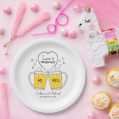 Liefde is het brouwen van handgetekende bierglazen papieren bordje (Feest)