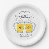Liefde is het brouwen van handgetekende bierglazen papieren bordje (Voorkant)