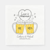 Liefde is het brouwen van handgetekende bierglazen servet (Voorkant)