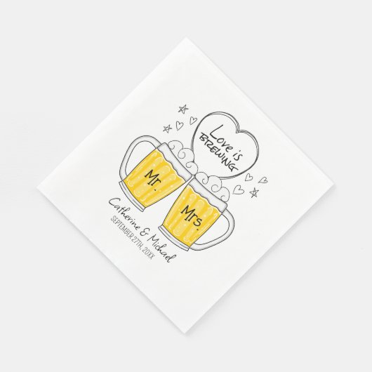 Liefde is het brouwen van handgetekende bierglazen servet (Hoek)