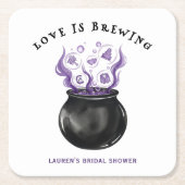 Liefde is het Brouwen van Heksenketel Halloween Br Kartonnen Onderzetters (Voorkant)