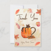 Liefde is het brouwen van herfst pompoenthee vrijg bedankkaart (Voorkant)