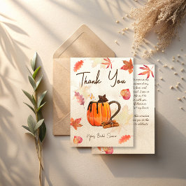 Liefde is het brouwen van herfst pompoenthee vrijg bedankkaart