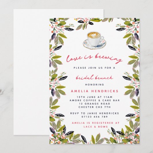 Liefde is het brouwen van koffie bruids brunch kaart (Voorkant / Achterkant)