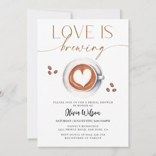 Liefde is het brouwen van koffie bruids douche uit kaart (Voorkant)