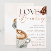 Liefde is het Brouwen van koffie bruids paar douch Kaart (Voorkant / Achterkant)