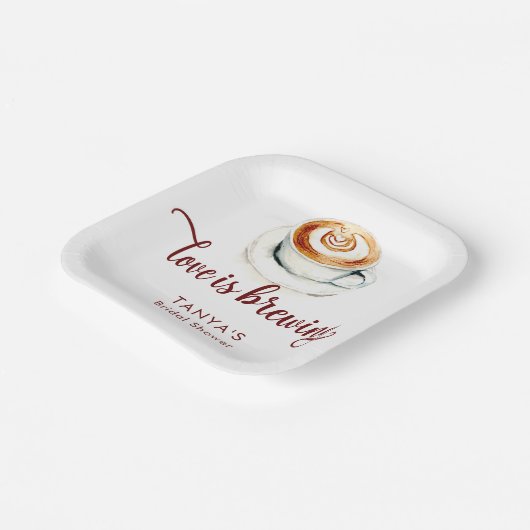 Liefde is het brouwen van koffie Bruiloftsscript Papieren Bordje (Gebogen)