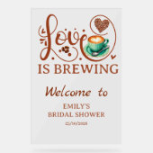 Liefde is het brouwen van koffie Hart Script Feest Acryl Bord (Voorkant)