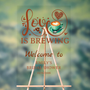 Liefde is het brouwen van koffie Hart Script Feest Acryl Bord