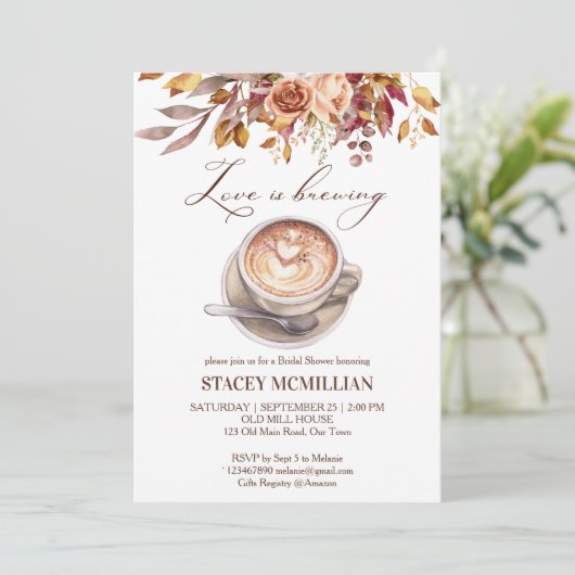 Liefde is het brouwen van koffie herfst vrijgezell kaart (Staand voorkant)