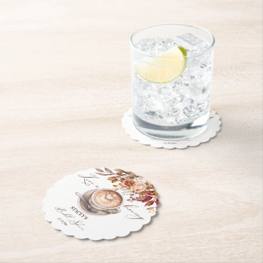 Liefde is het brouwen van koffie herfst vrijgezell kartonnen onderzetters (Insitu)