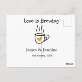 Liefde is het brouwen van koffie mok gouden hart p briefkaart (Achterkant)