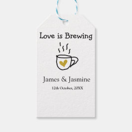 Liefde is het brouwen van koffie mok gouden hart p cadeaulabel