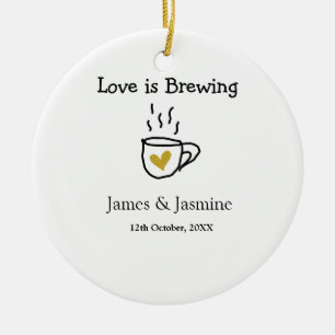 Liefde is het brouwen van koffie mok gouden hart p keramisch ornament