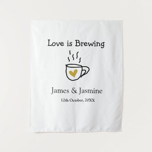 Liefde is het brouwen van koffie mok gouden hart p wandkleed (Voorkant)